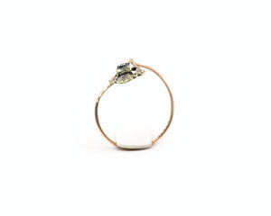 Vintage 14K yellow gold and 10K rose gold converted stick pin ring with Aquamarine.