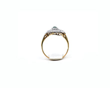 Load image into Gallery viewer, Vintage 18K Yellow Gold Ring With Platinum Top Set With Genuine Emerald and Diamonds.

