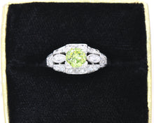 Load image into Gallery viewer, Vintage Platinum And 14K White Gold Color Enhanced Fancy Yellow Diamond Ring
