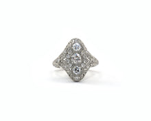 Load image into Gallery viewer, Vintage Platinum Ring Set With Old European, Old Mine, And Round Brilliant cut Diamonds.
