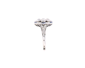 Vintage Platinum, Diamond, and Created Sapphire Cocktail Ring