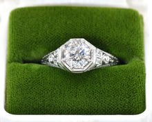 Load image into Gallery viewer, Vintage platinum and diamond engagement ring.
