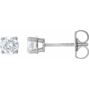 Round Diamond Stud Earrings in 14k White Gold